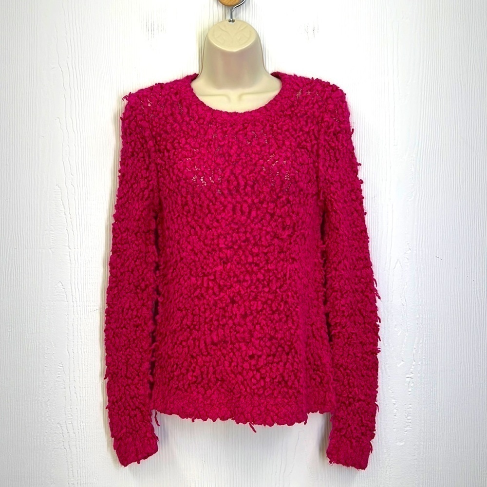 Free People - September Song Fuzzy Boucle Pink Long Sleeve Sweater Size Small